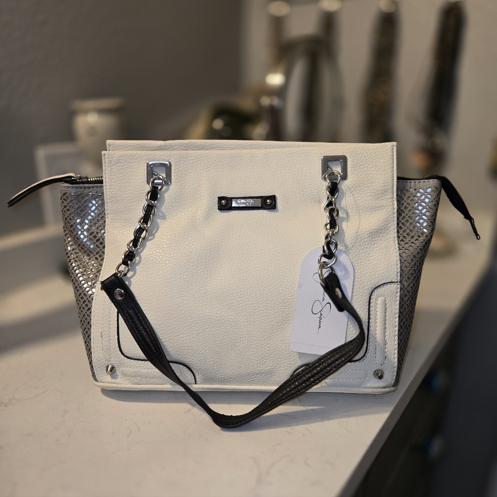 Jessica Simpson White and Silver "Eileen" Women's Handbag